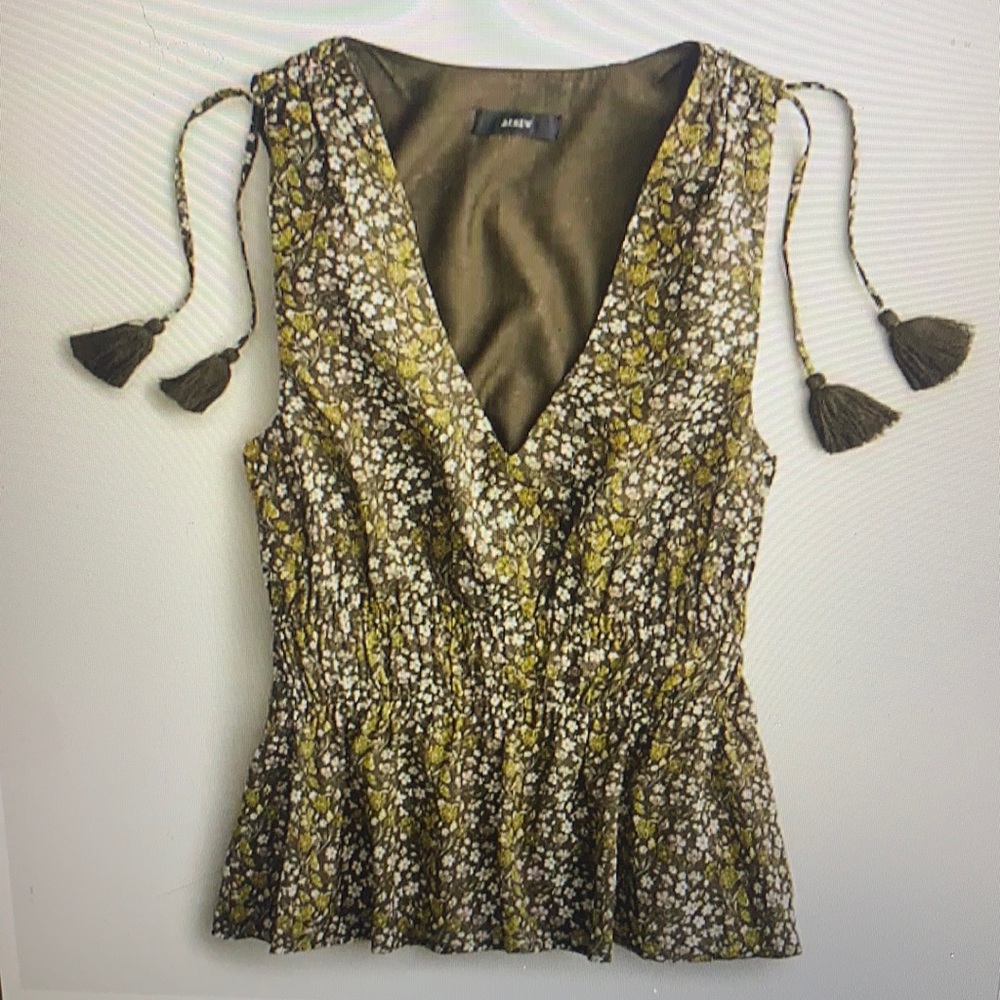 NWT J Crew V-Neck cotton voile top in floral stripe